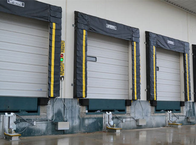 three exterior loading dock doors