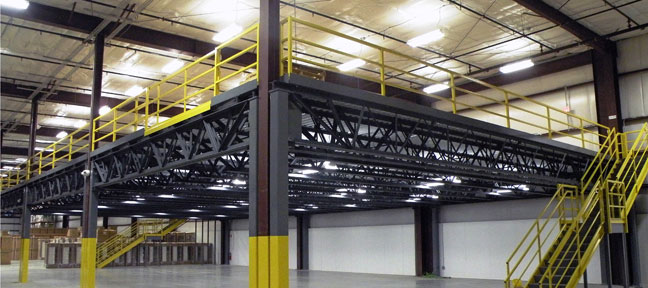 large mezzanine inside a plant or warehouse